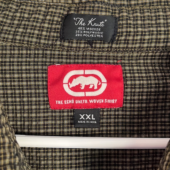 Ecko Unlimited Woven Button Down Shirt Short Sleeve Black and Gold Size XXL - Picture 5 of 7